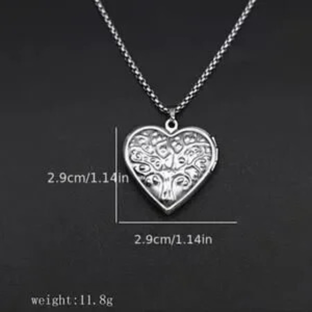 Tree of Life Heart Locket Necklace Sterling Silver Chain Symbolic Unisex Gift